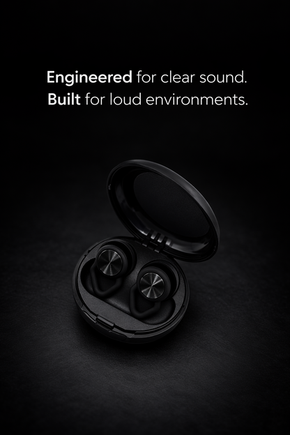 Silencz Midnight Black earplugs SNR 18dB worn at concert or festival