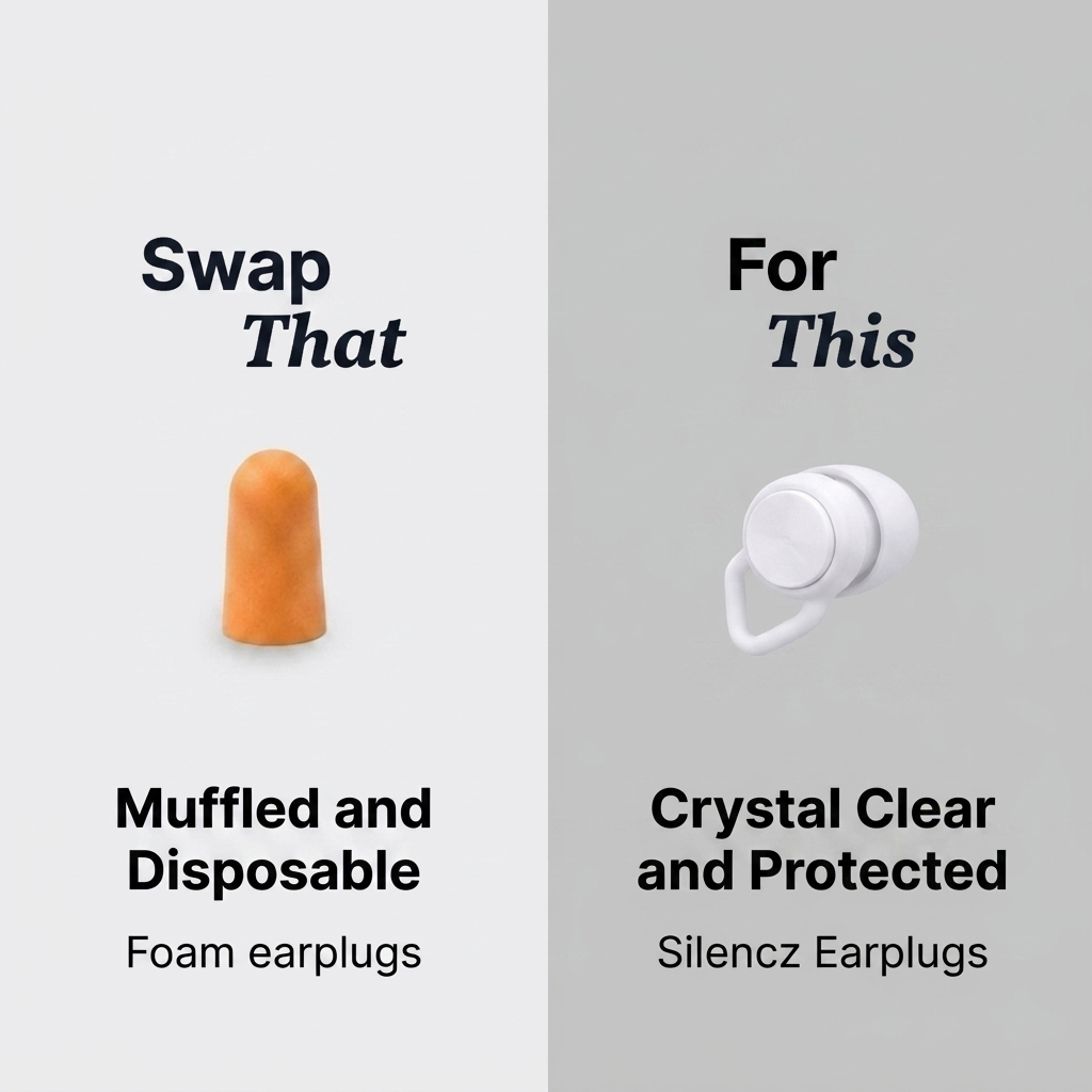 Swap foam earplugs for Silencz Frost White high-fidelity earplugs
