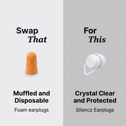 Swap foam earplugs for Silencz Frost White high-fidelity earplugs